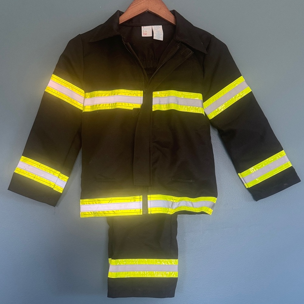Kids Black and Yellow Firefighter Costume